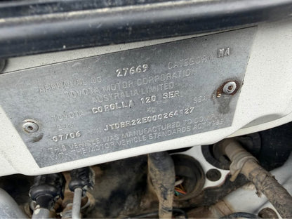 Toyota Corolla 2006 ZZE122R Sedan 1ZZ-FE Manual Parts – Now Dismantling